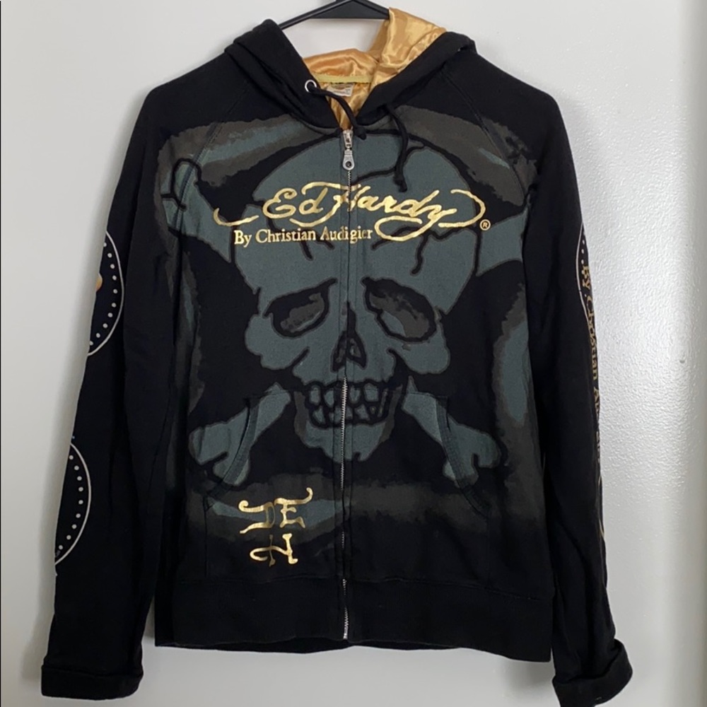 Ed Hardy by Christian Audigier Black & Gold Hoodie